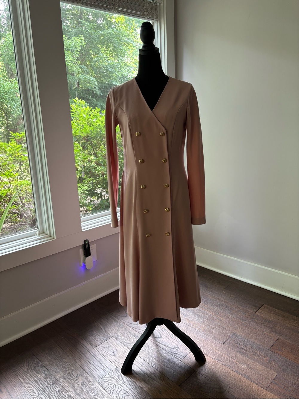 Tailored Double-Breasted Long Sleeve Dress — Blush Pink - Picture 3 of 3